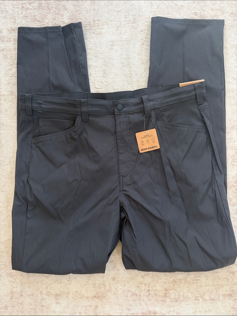 Eddie Bauer Rainier Black Straight-Leg Chinos